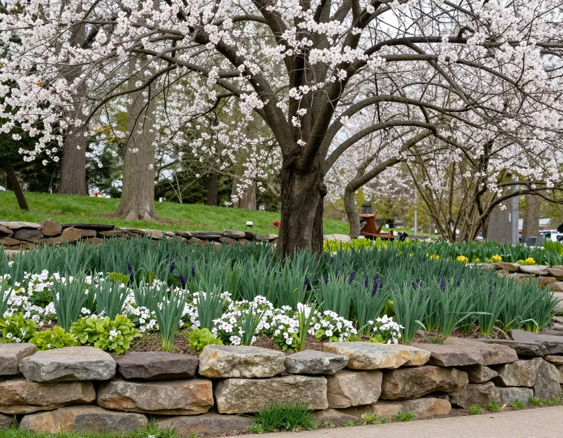 Outdoor living space with tree and lawn